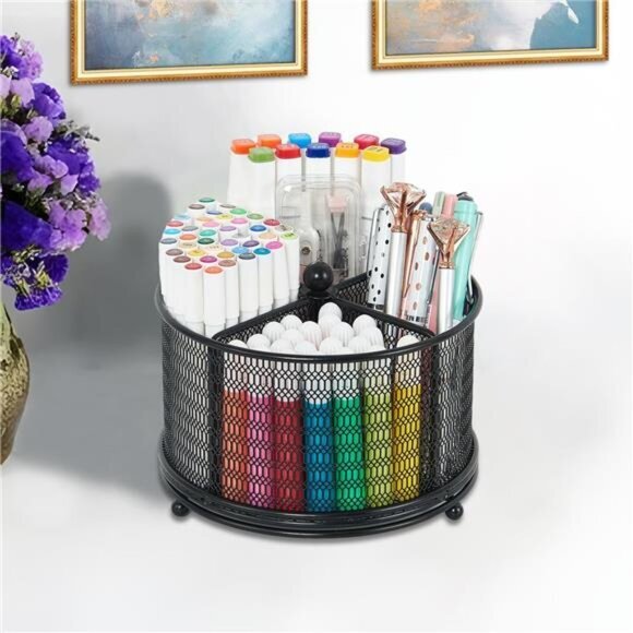 360°‎ Rotate Pencil Holder: Office & Art Supply Organizer, Black - Picture 4 of 8